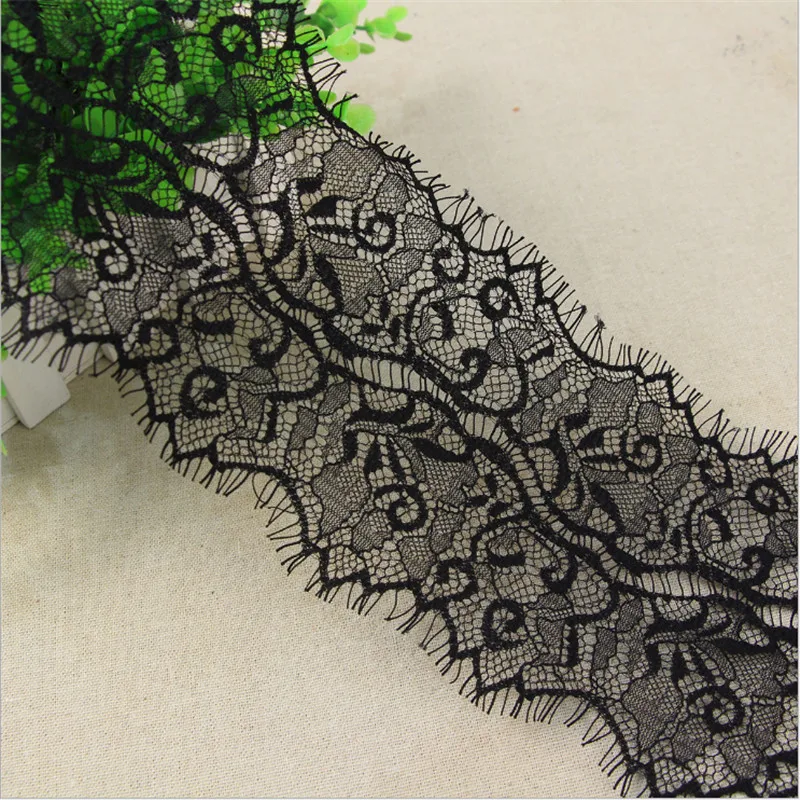 

3Meters/lot 12.5cm width Inelastic Eyelash Lace Trim Fabric Flower DIY Crafts Wedding Dress Clothing Lngeire lace material