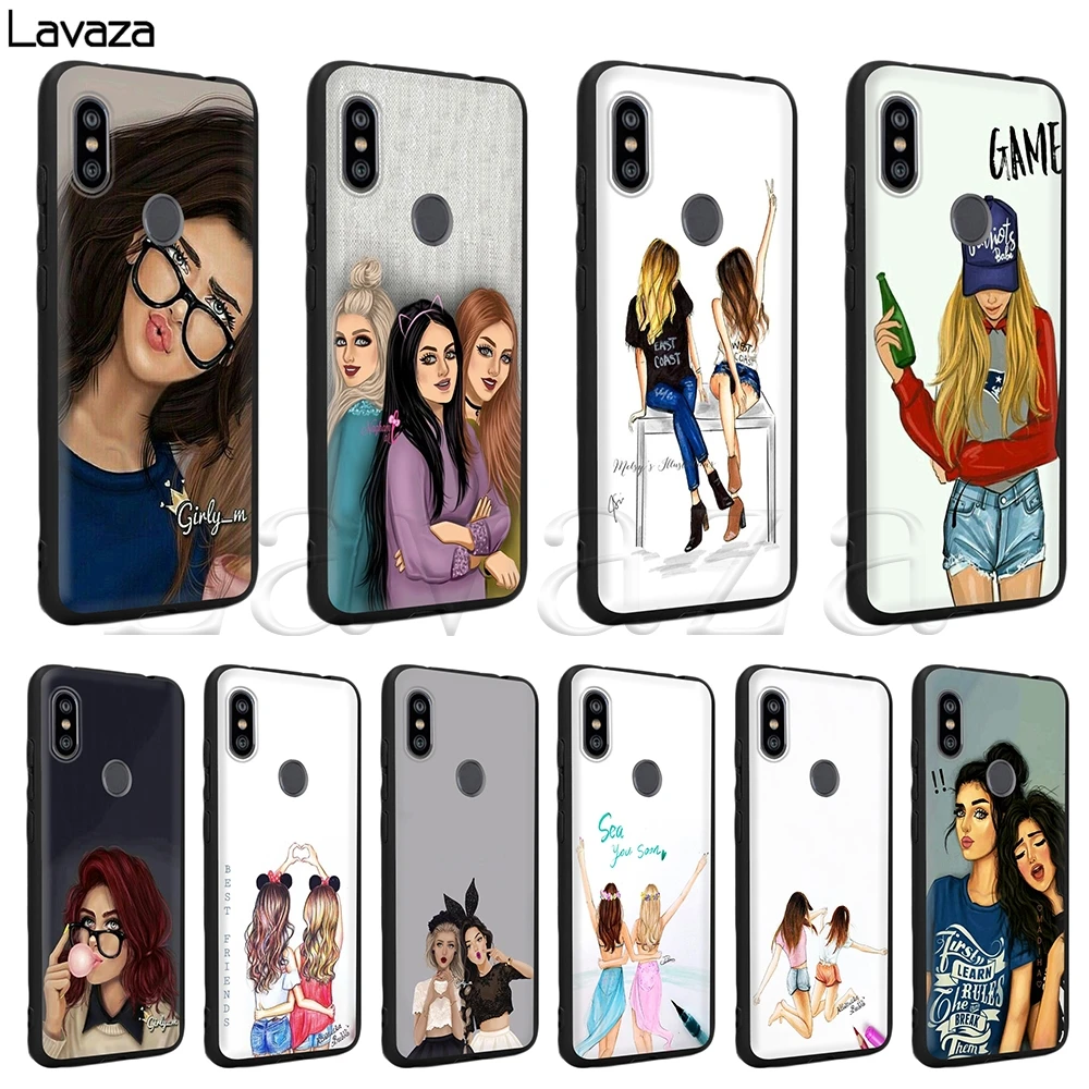 

Lavaza Girls Brunette Blonde Best Friends BFF Silicone Case for Xiaomi Redmi Note 4 4X 4A 5 5A 6 6a 7 Pro Go Prime Plus