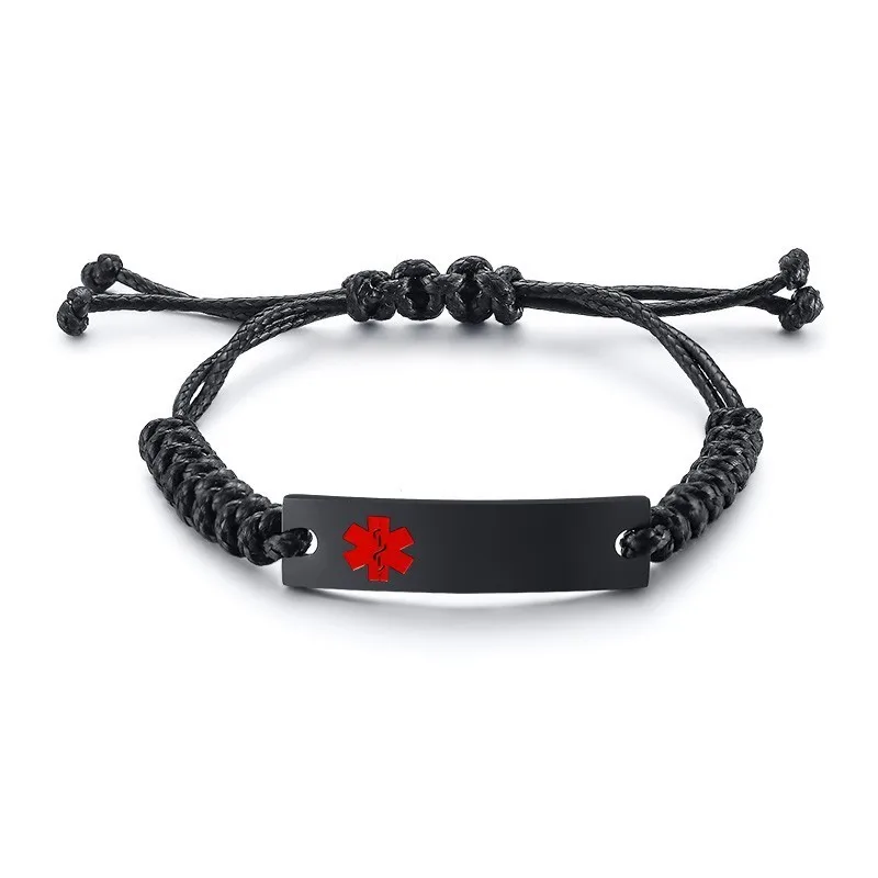 VNOX Custom Engraved Medical Alert ID Bracelet - Stainless Steel Braided Rope, Adjustable 4-9 Inches, For Men Women Kids - View #3
