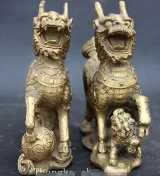 

YM 308 Chinese Fengshui Exorcise evil spirits kylin unicorn kirin pair Statue