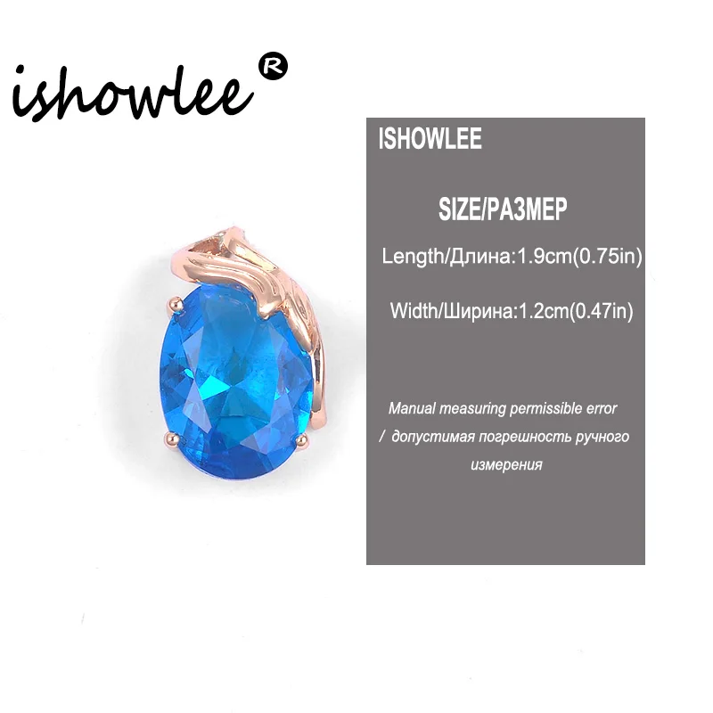 Ishowle большой кристалл 585 розовое золото серьги гвоздики синий и черный Природный Цирконий серьги в стиле минимализма камни корейские ювелирные изделия esp15