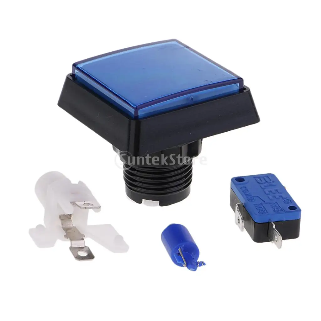 Rectangle Arcade Game Machine Push Button w/ 12V led lamp illuminated 5x5cm
