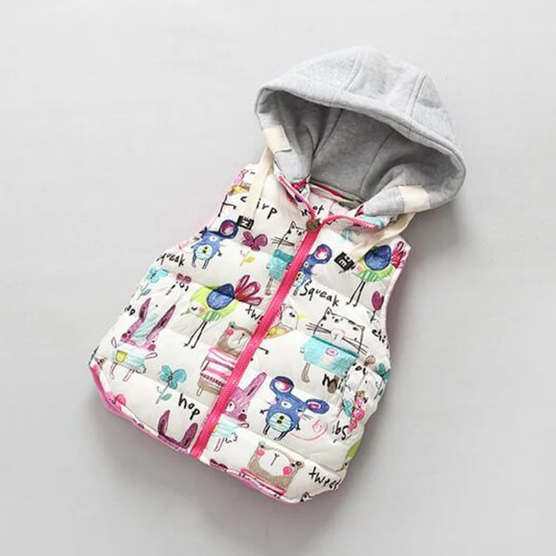 

Girls Winter Outerwear Children Clothing Coats Animal Graffiti Thick Princess Hooded Vest Kids Jackets Baby Girl Warm Waistcoat