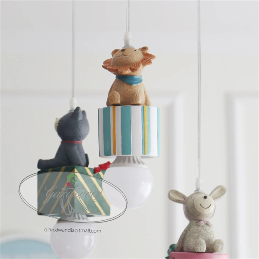 

Children's Room Rabbit Lion Animal Pendant Lights American Boy Girl Restaurant Bedroom Decorative Hanging Lamps Gifts Lighting