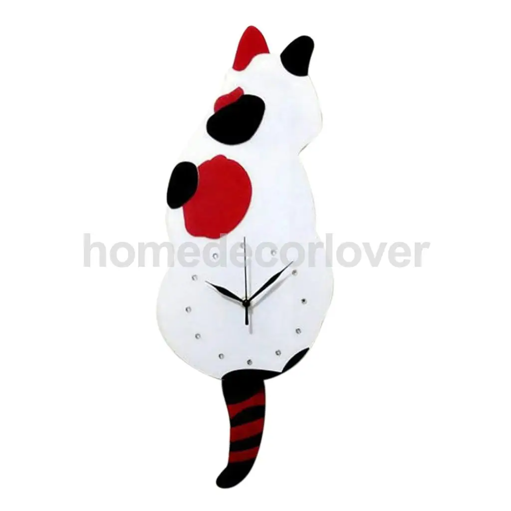 Креативные акриловые кошки собаки настенные часы хвост Wag качающийся маятник часы украшение дома дети студенческие подарки - Цвет: Spotted Cat