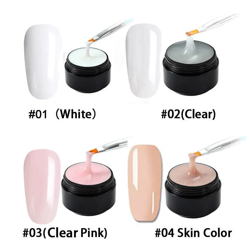 4 вида цветов УФ-гель для наращивания ногтей прозрачный гель для защиты от УФ лучей для французского искусства Советы маникюрный набор расширение белый/розовый/прозрачный/для кожи