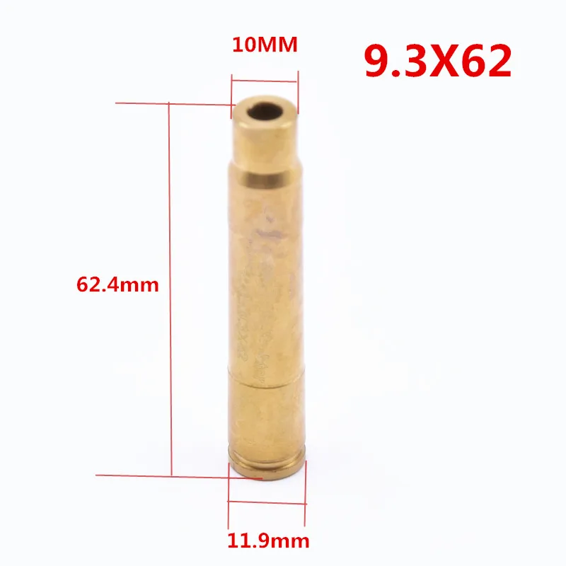 Лазерный латунный медный boresight CAL 7 мм 38 303 30 12GA 8X57JRS 223 картридж Диаметр sighter для регулировки прицела охоты - Цвет: 9.3X62