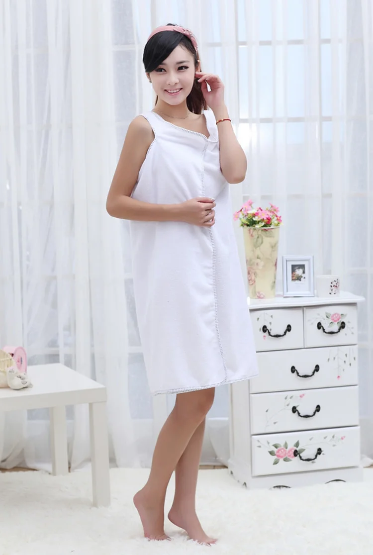 Lady's 3 Hole Bath Robe Terry Spa Wrap Towel Women Travel Boby Shower