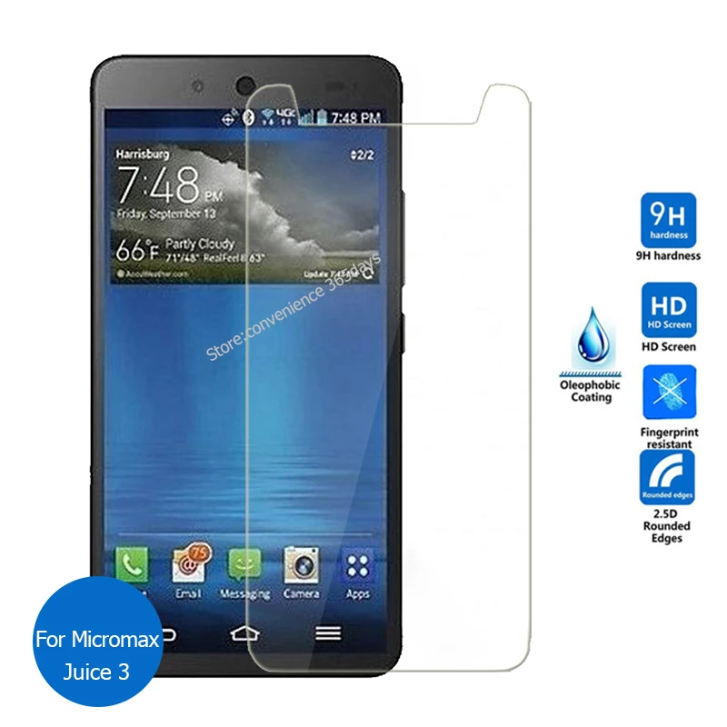 

For Micromax Canvas Juice 3 Tempered Glass Screen Protector 2.5 9h Safety Protective Film on Juice3 Q392 Q 392