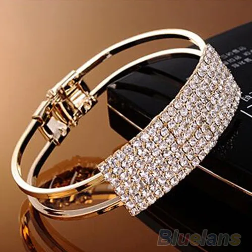 Новые Модные Элегантные Для женщин браслет кристалл манжеты Bling леди подарок Браслеты 08 МВт