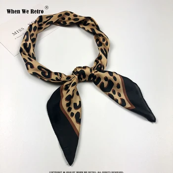 

When We Retro 70x70 Leopard Print Silk Scarf Squares Multifunction Head Scarf Stripe Print Kerchief Neck Shawl Wrap SD0018