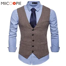 Suit Vest Wedding Waistcoat Formal-Dress Men Sleeveless Jacket Colete Gilet Fitness Fashion