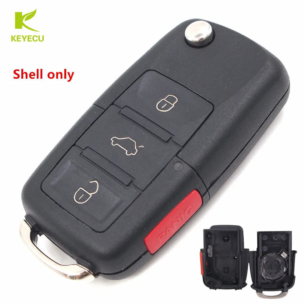 KEYECU Replacement New 3+1 Buttons Car Remote Flip Key Shell Case Fob