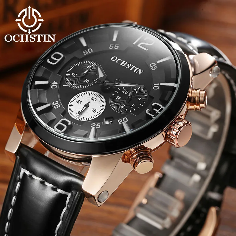 

Men Watch Fashion Casual Leather Strap Quartz Sport Waterproof Watch Chronograph Men's Wrist Watches Men Clock Relogio Masculino