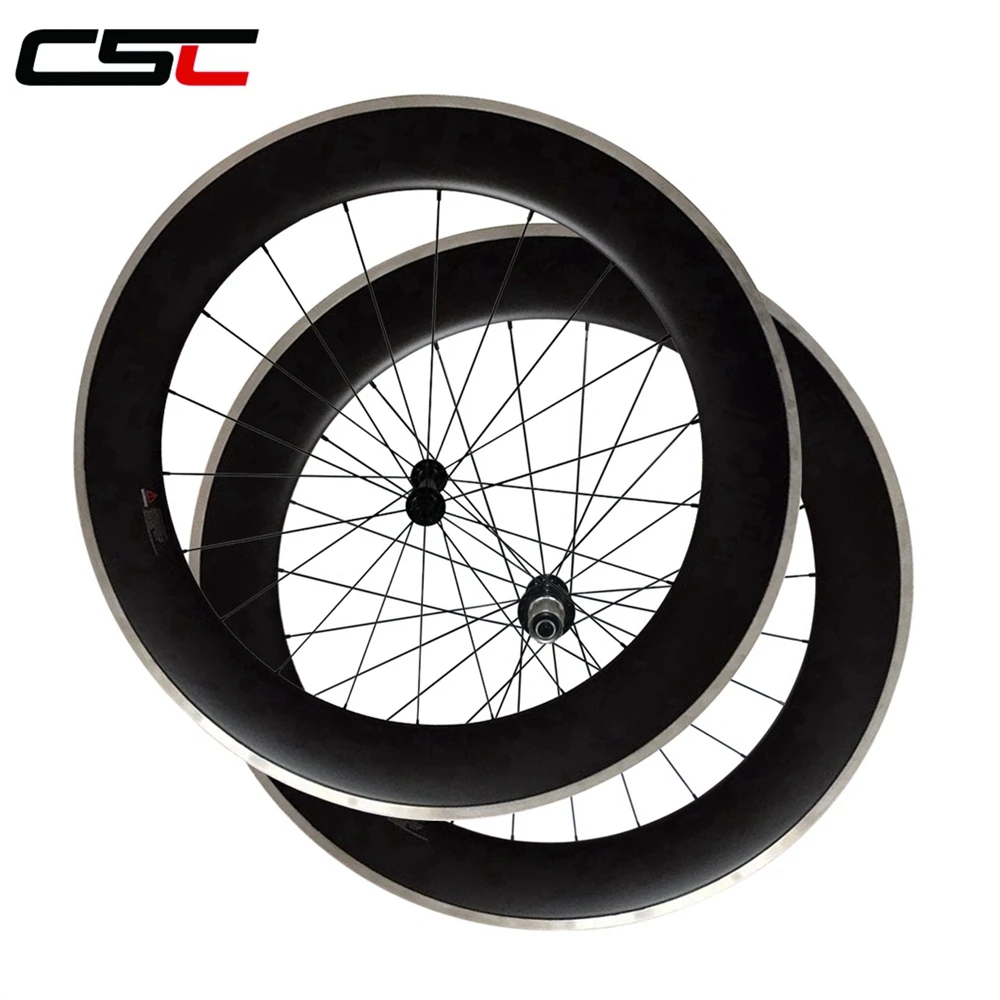 80mm Clincher Carbon Bicycle wheels Alloy brake surface for road bike