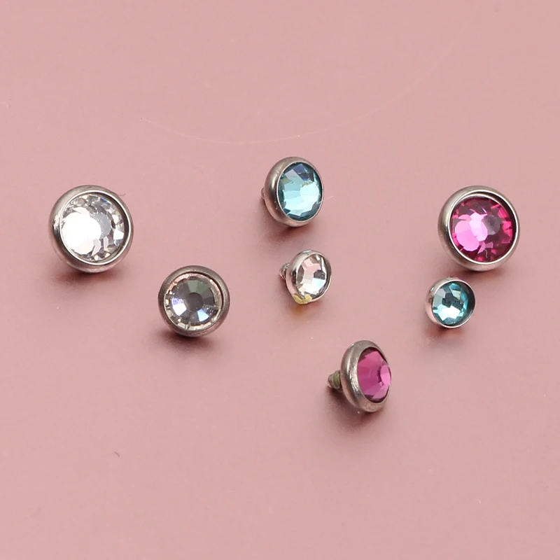 Dermal Top Body Jewelry 3/4/5mm Flat Gem 14g 316L Surgical Steel or