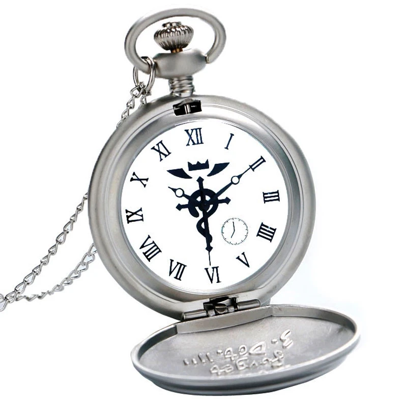 Luxury Silver Fullmetal Alchemist Pocket Watch with Edward Elric's Glass Dome Pendant Necklace Men Women Christmas Gifts Box Set 2017 2018 (4)