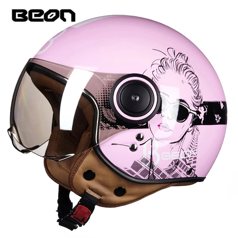 BEON мужской женский мотоциклетный шлем Chopper 3/4, винтажный шлем с открытым лицом, мотоциклетный шлем Casco Capacete, мотоциклетный шлем - Цвет: 16