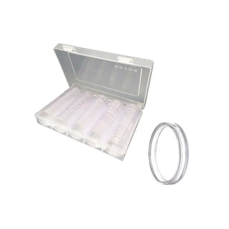 100 шт, 27 мм, 30 мм Капсульная основа, коробка для монет, прозрачная пластиковая круглая коробка для хранения