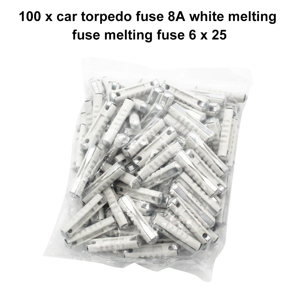 100 x car fuse 8A white melting fuse 6 x 25 Automotive Car Auto Fuses