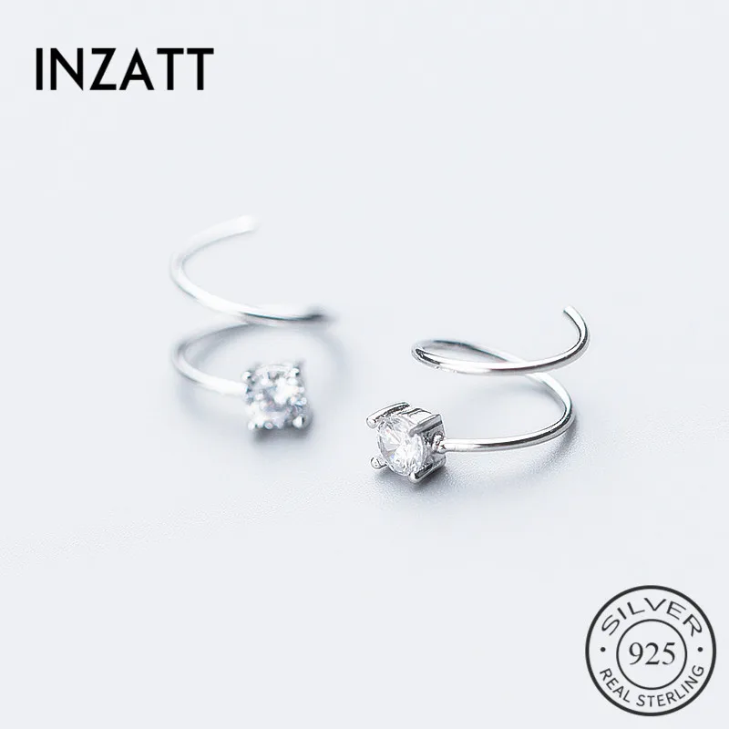 

INZATT Romantic MInimalist Personality Spring Wave Zircon Hoop Earrings Charm 925 Sterling Silver Fine Jewelry For Women Gift