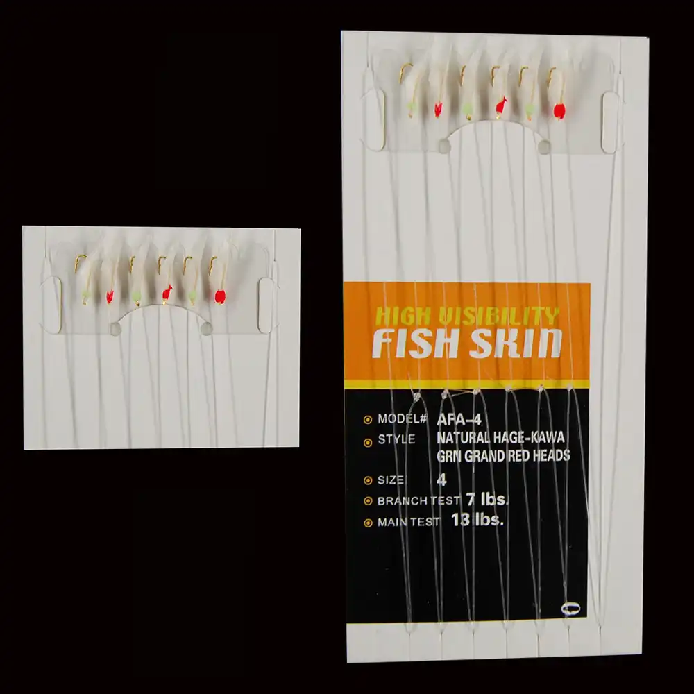 15 Packs Real Fish Skin Rigs Luminous Fishing Bait Rigs Freshwater Saltwater Glow in Dark with Swivel Hooks Size 4 6 8 JSHANMEI Fishing Rigs Fishing Lures