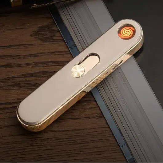 

20167usb rechargeable thin windproof lighter metal electronic cigarette lighter men and women fashion gift free shipping LH0379