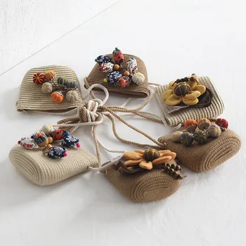 

Newly Hat Bag Set Wide Brim Straw Hats Cap Single Shoulder Bag for Kids Spring Summer Beach 19ing