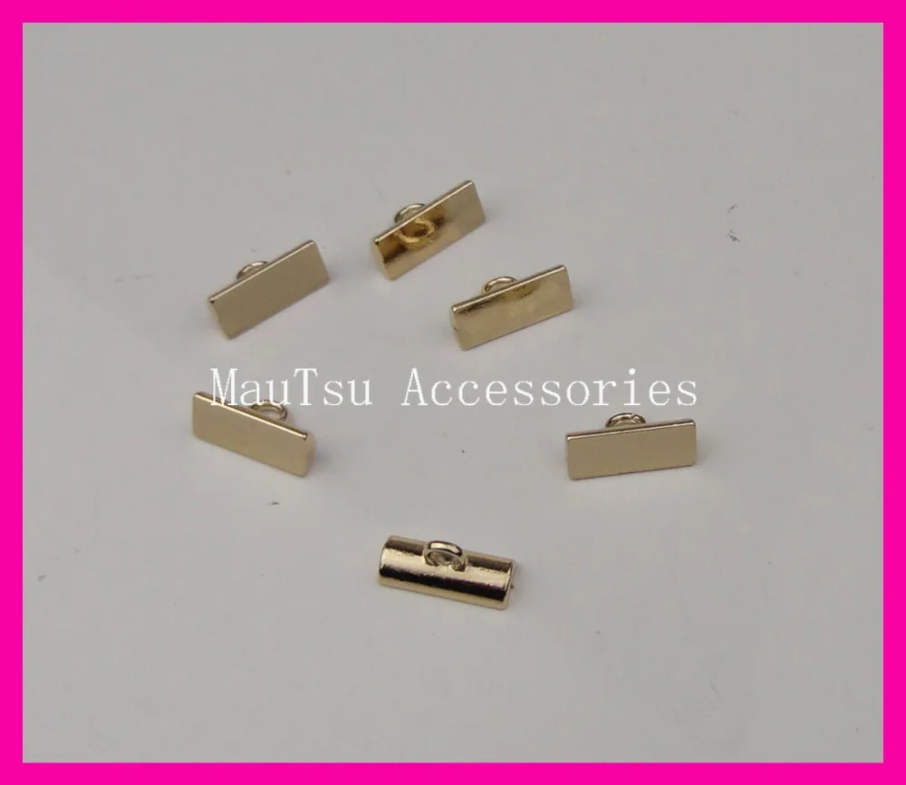 

20PCS 6mm*15mm rectangle golden Zinc Alloy Buttons Beads with shank for handmade jewelry Ornaments