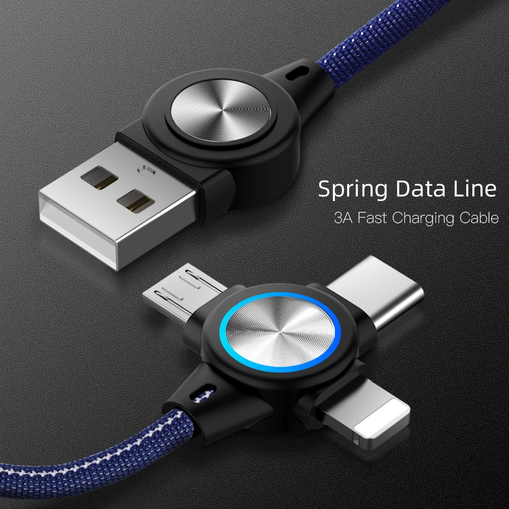 3 in 1 USB Cable for Mobile Phone Micro USB Type C 8 Pin Charger Cable for iPhone XS XR X Charging Cable Micro USB Charger Cord 3 in 1 USB Cable for Mobile Phone Micro USB Type C 8 Pin Charger Cable for iPhone XS XR X Charging Cable Micro USB Charger Cord