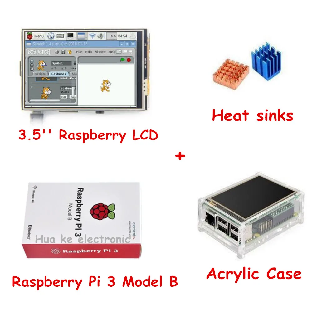 Prix pour 3.5 ''Framboise LCD TFT Écran + Raspberry Pi 3 Modèle B + Acrylique Cas + dissipateurs De Chaleur Prix pour 3.5 ''Framboise LCD TFT Écran + Raspberry Pi 3 Modèle B + Acrylique Cas + dissipateurs De Chaleur