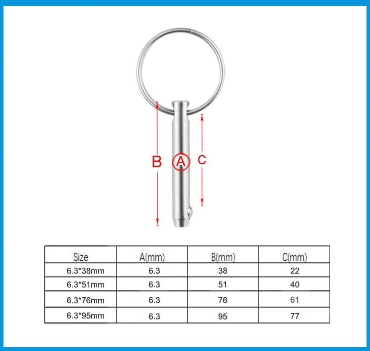 2 шт 6,3 мм Морской сорт 1/4 дюймов быстроразъемный шариковый штифт для ЛОДКИ БИМИНИ верхняя палубная петля морская нержавеющая сталь 316 лодка