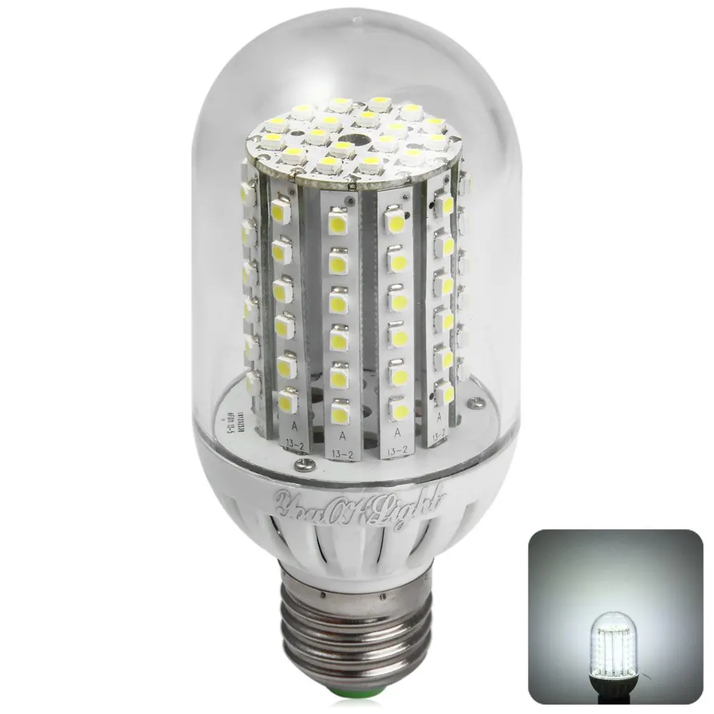 

User-friendly design 520LM E27 5.5W SMD 3528 90 LED Lights Energy Saving Corn Bulb - 6000K AC 110 - 250V