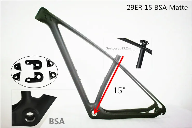 Карбоновая рама для mtb велосипеда 29er matte bsa/bb30 15/17/19 &quotкарбоновая китайская