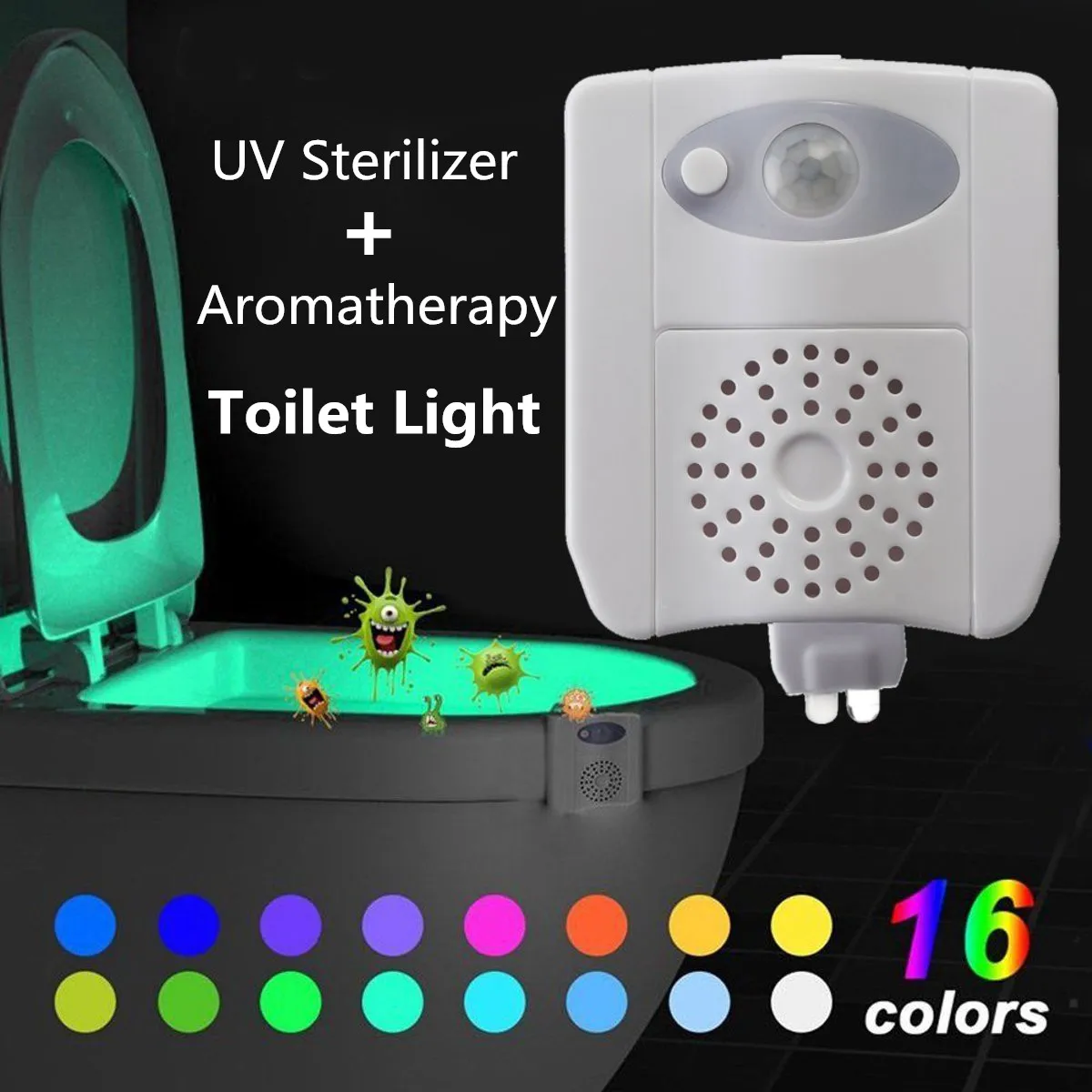 1 Вт умный датчик движения светодиодный унитаз Ночной свет УФ стерилизатор подсветка для сиденья Красочный Туалет свет на батарейках
