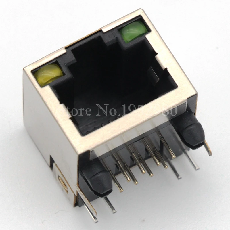 Сетевой разъем Ethernet RJ45 10 шт./лот медный корпус коннектор 8P8C со светодиодными