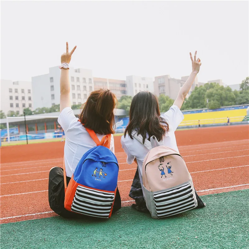 Menghuo School Backpacks for Teenage Girls Emboridery Women Canvas Backpack Female Cute Japan and Korean Backpack Travel BagsDNWX3610