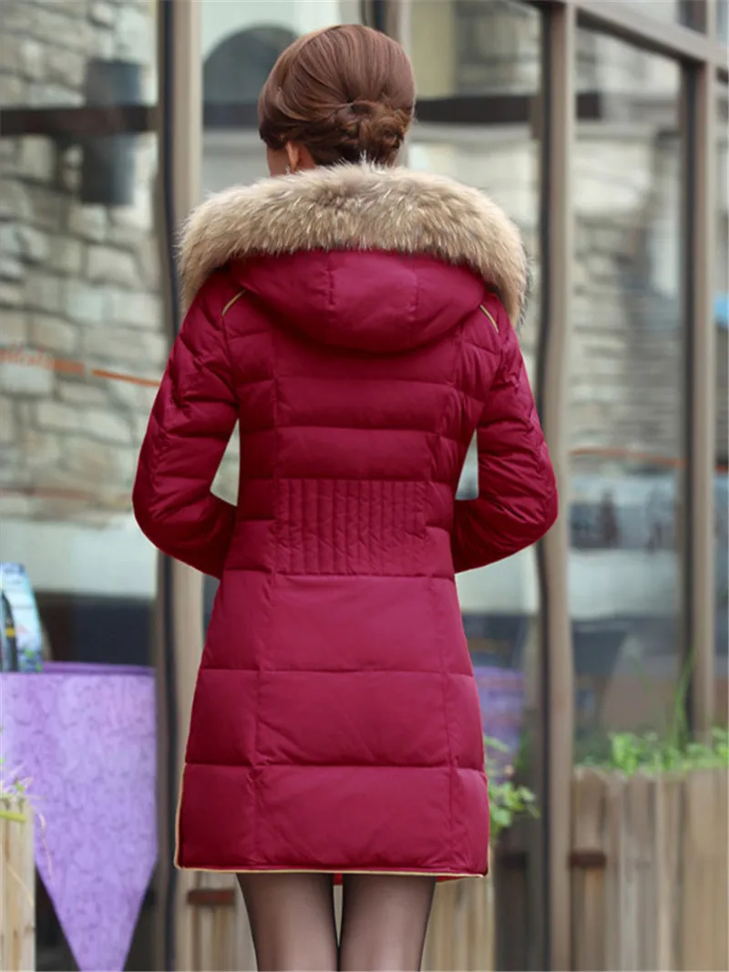 Зимняя женская пуховая куртка с капюшоном с большим меховым воротником парки тонкие теплые куртки женские большие размеры зимняя плотная верхняя одежда пальто 724