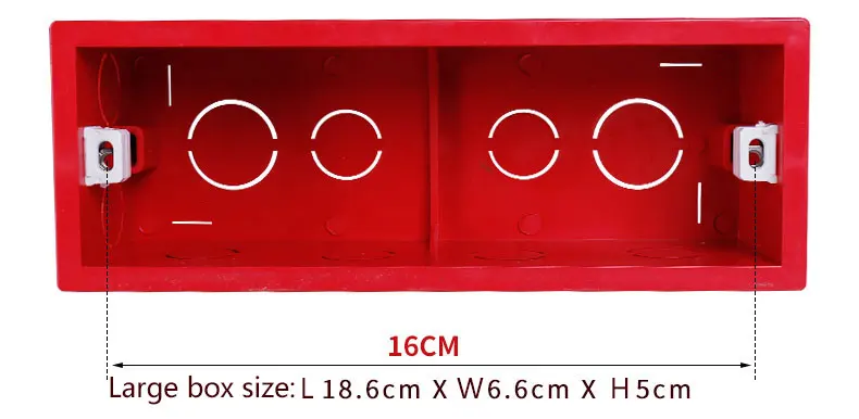 Ультра высокое качество 118 серия Красная большая кассета Встроенная коробка задняя коробка для 197 мм* 72 мм Стандартный Настенный Выключатель и розетка