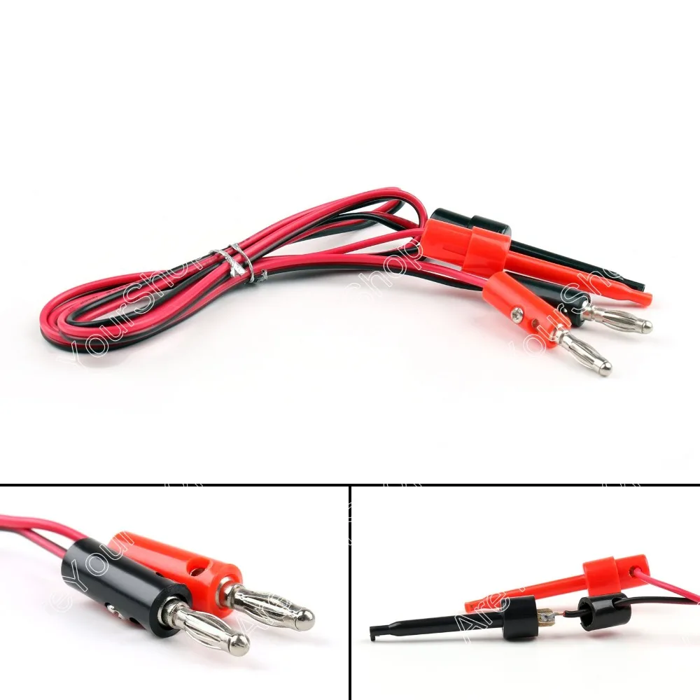 

Areyourshop Sale High Quality 1Set Test Hook Clips Probe To 4mm Banana Plug Leads For IC Grabbers Probes 106cm