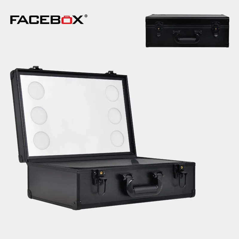 

6 Type 4/6 LED Lights New Adjustable Storage Travel Portable Box with Lights and Mirror LED lighted Makeup Case Beauty Bag
