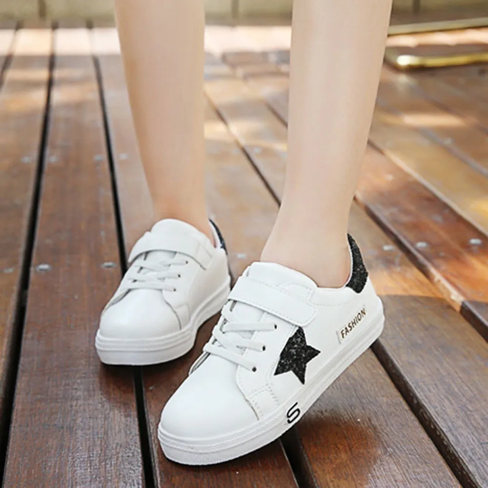 

2019 Childrens Shoes For Boys And Girls Casual Leather Shoes Star Plate Patch Hook & Loop Sneakers Multicolour Chaussuress