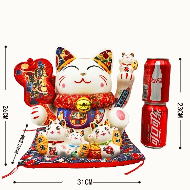 Lucky Cat Копилка фигурки животных Maneki Neko котенок керамическая копилка для кошек Домашнее украшение рабочего стола R1938 - Цвет: Красный