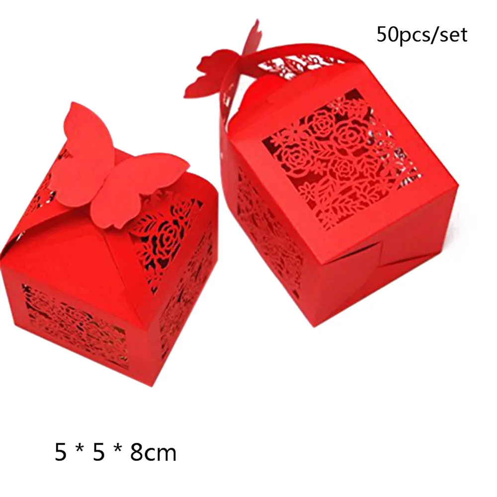 Полые крестообразные свадебные коробки для конфет, подарочные коробки для сладостей с лентой, вечерние украшения, свадебные подарки для гостей