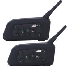 2016 New 2 pcs V6 Helmet Intercom 6 Riders 1200M Motorcycle Bluetooth Intercom Headset walkie talkie Helmet BT Interphone