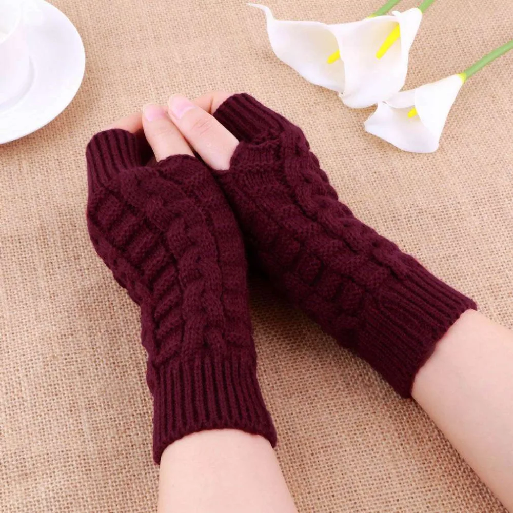 Осень-зима девочек тепло вязаный рука перчатки без пальцев длинные эластичные варежки Для мужчин Для женщин зима Рука теплые женские