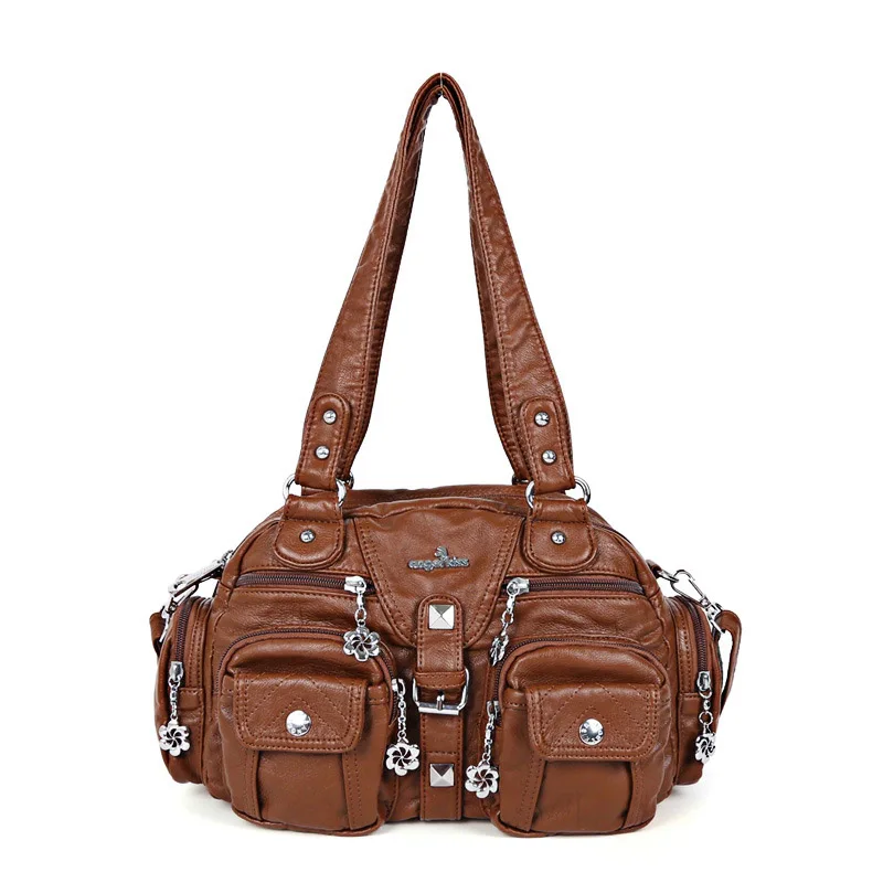 

Women Bags Washing Water Soft European and American Style Single Shoulder Bag Hand-held Slant Pure-color Fashion Dumpling Bag