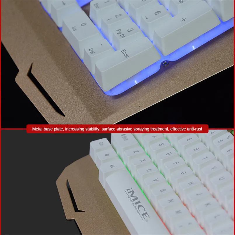 IMICE AK-400 Metal Suspension Backlit Keyboard For Game With Wired Gaming Keyboard Illumin Background Lighting 40AP1803