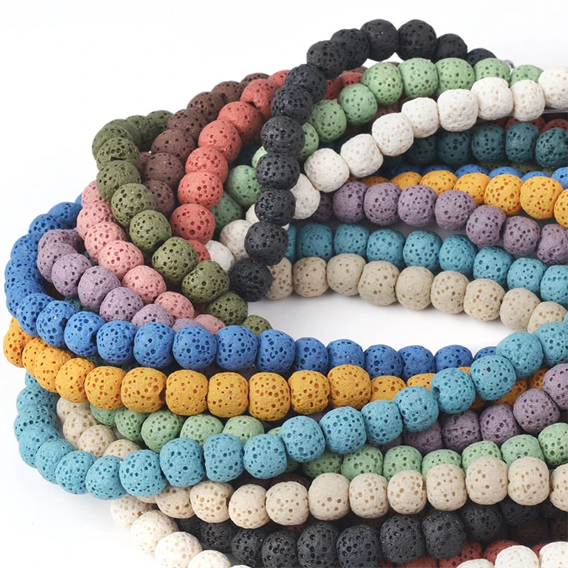YG/_Oline 150Pcs 8mm Gemstone Fashion Black Round Loose Volcanic Lava Beads Well Polished Energy Stone Rock Beads Great Healing Power for Jewelry Making