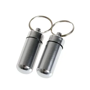 

2Pcs Silver Aluminum Waterproof Small Pill Tablet Medicine Box Bottle Case Container Key Pill Cases Splitters Hot!